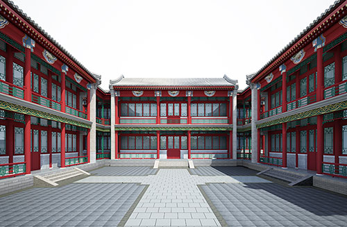 大渡口北京四合院设计古建筑鸟瞰图展示