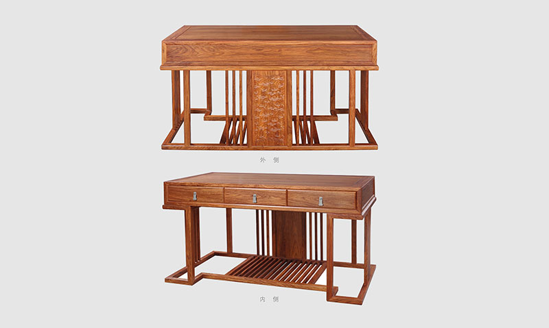 大渡口 别墅中式家居书房装修实木书桌效果图